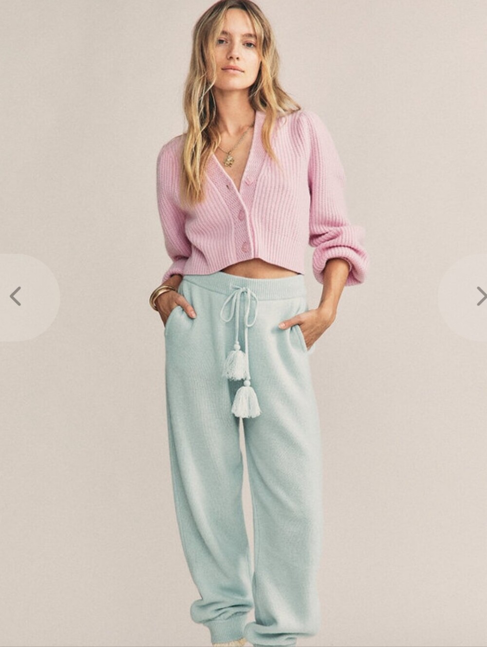 LOVESHACKFANCY TRISTAN CASHMERE BLEND PANTS TASSEL